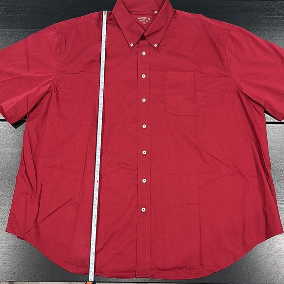 Rochester Mens Cotton Short Sleeve Red Button Up Collared Shirt - 3XB - Picture 5 of 7